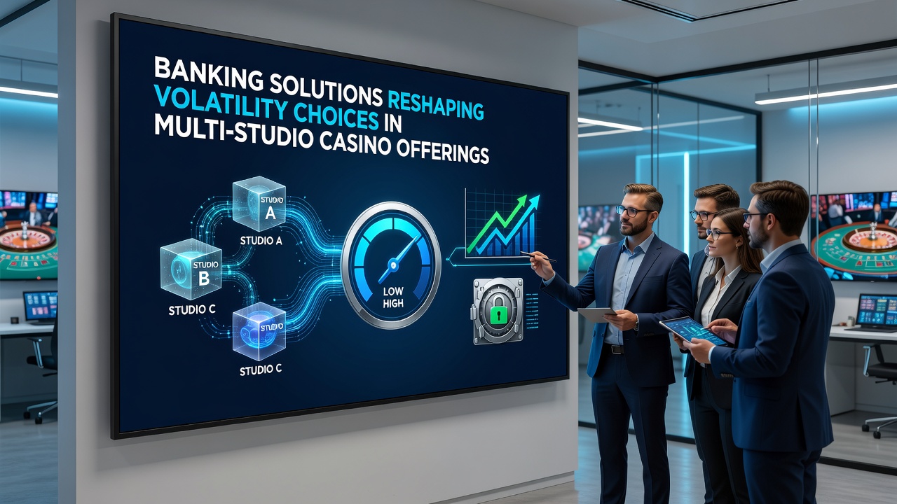 Digital banking interfaces integrated with multi-studio casino volatility controls showing real-time adjustment dashboards