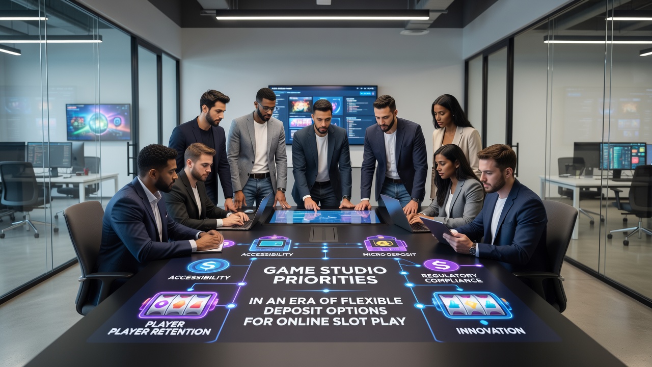 Developers collaborating on slot game interfaces optimized for instant deposits and mobile play