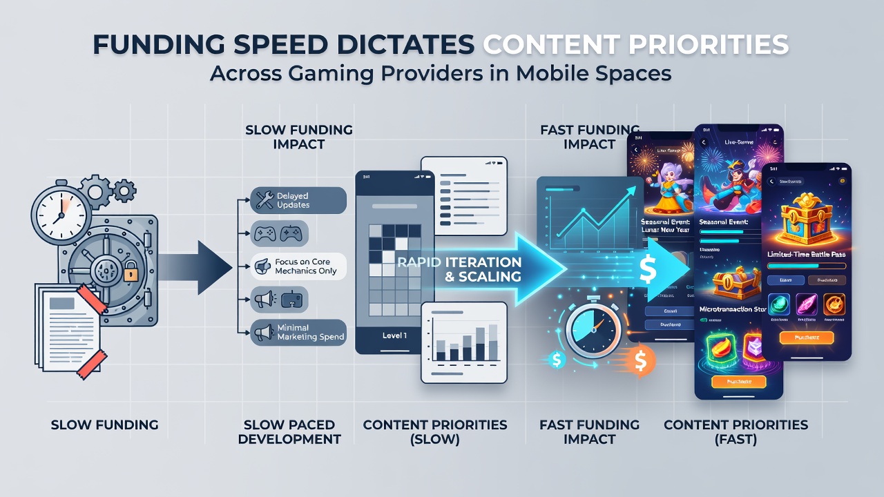 Data visualization of funding speed metrics impacting mobile gaming provider strategies