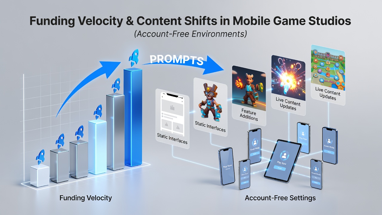 Analytics dashboard showing content shifts in mobile game development linked to transaction speed