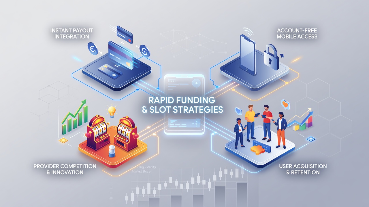 Mobile slot interfaces displaying instant funding integrations and seamless gameplay on account-free platforms