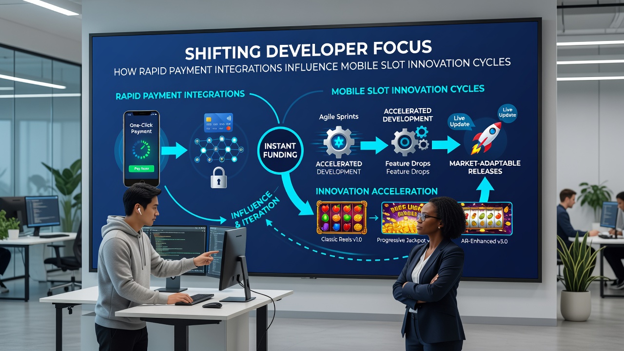 Development team collaborating on mobile slot features influenced by payment system data